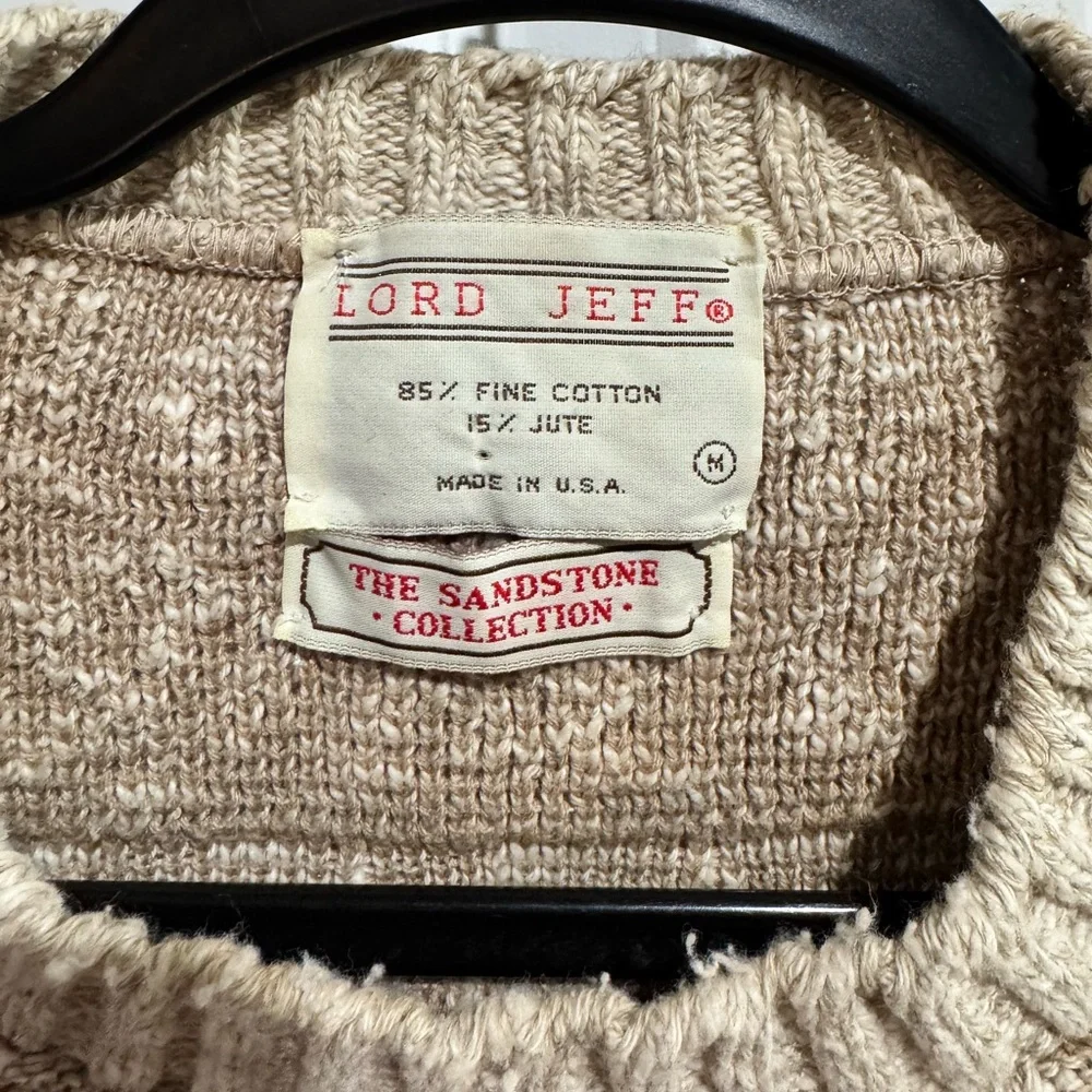 Men's Brown and Cream Patterned Crewneck Sweater - Picture 2 of 3